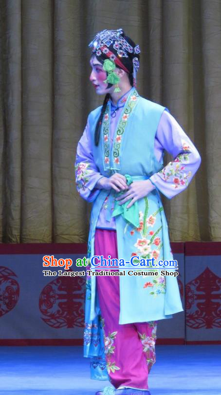 Chinese Ping Opera Clown Female Garment Costumes and Headdress Jie Nv Qiao Pei Traditional Pingju Opera Ugly Woman Dress Apparels