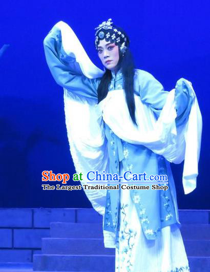 Chinese Ping Opera Distress Female Costumes Apparels and Headdress Bao Gong San Kan Butterfly Dream Traditional Pingju Opera Woman Dress Garment