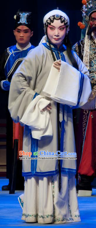 Chinese Ping Opera Distress Woman Costumes Apparels and Headdress Bao Gong San Kan Butterfly Dream Traditional Pingju Opera Tsing Yi Dress Garment