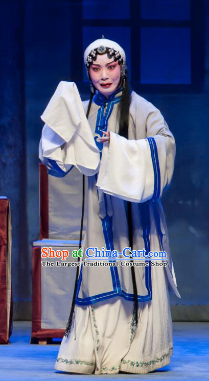 Chinese Ping Opera Distress Woman Costumes Apparels and Headdress Bao Gong San Kan Butterfly Dream Traditional Pingju Opera Tsing Yi Dress Garment