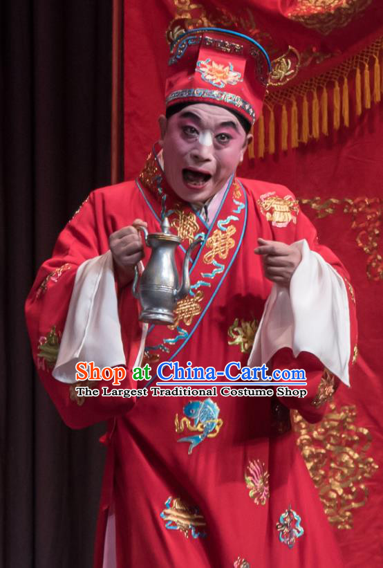 Geng Niang Chinese Ping Opera Clown Male Costumes and Headwear Pingju Opera Robber Wang Shiba Apparels Clothing