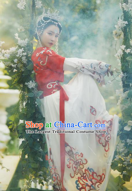 Chinese Traditional Tang Dynasty Court Maid Hanfu Dress Apparels Ancient Palace Lady Flying Apsaras Historical Costumes