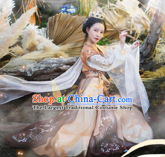 Chinese Ancient Flying Apsaras Goddess Hanfu Dress Traditional Tang Dynasty Court Lady Apparels Historical Costumes