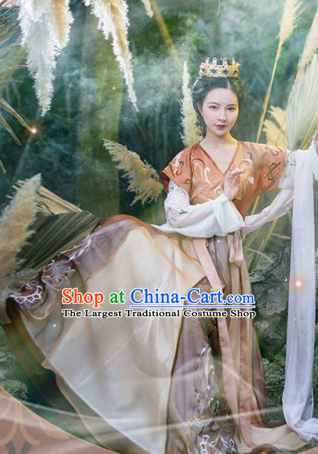 Chinese Ancient Flying Apsaras Goddess Hanfu Dress Traditional Tang Dynasty Court Lady Apparels Historical Costumes