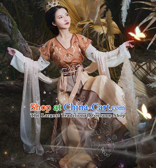 Chinese Ancient Flying Apsaras Goddess Hanfu Dress Traditional Tang Dynasty Court Lady Apparels Historical Costumes