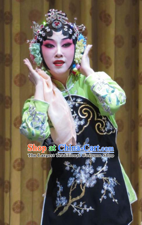 Chinese Ping Opera Xiaodan Apparels Costumes and Headpieces Jin Yunu Traditional Pingju Opera Young Girl Dress Garment