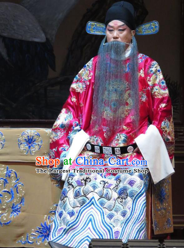 Jin Yunu Chinese Ping Opera Laosheng Costumes and Headwear Pingju Opera Official Lin Run Apparels Elderly Male Clothing