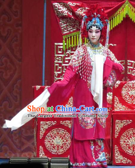 Chinese Ping Opera Bride Costumes and Headdress Jin Yunu Traditional Pingju Opera Young Female Dress Hua Tan Garment Diva Apparels