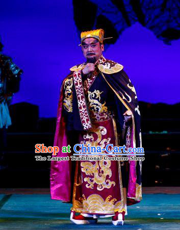The Sword of Zhong Li Chinese Ping Opera Costumes and Headwear Pingju Opera Wu King Fu Chai Apparels Clothing