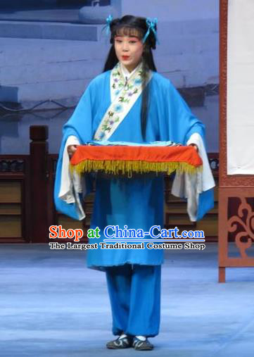Xue Yu Bing Shuang Chinese Ping Opera Young Boy Costumes and Headwear Pingju Opera Livehand Apparels Servant Clothing