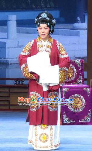 Chinese Ping Opera Elderly Woman Apparels Costumes and Headdress Xue Yu Bing Shuang Traditional Pingju Opera Noble Dame Dress Garment