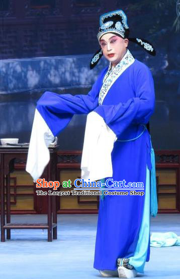 Xue Yu Bing Shuang Chinese Ping Opera Xiaosheng Young Male Costumes and Headwear Pingju Opera Scholar Shang Lin Apparels Clothing