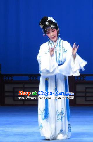 Chinese Ping Opera Widow Ai Yu Costumes Apparels and Headpieces Xue Yu Bing Shuang Traditional Pingju Opera Distress Maiden Dress Garment