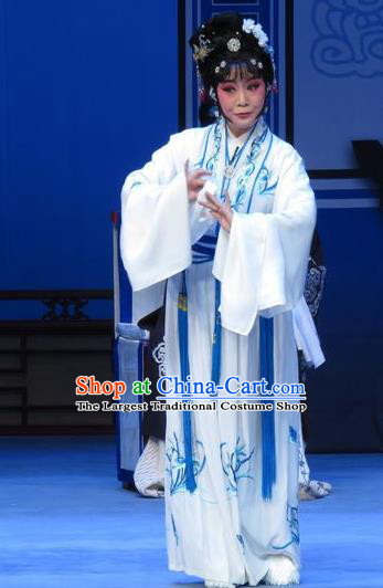 Chinese Ping Opera Widow Ai Yu Costumes Apparels and Headpieces Xue Yu Bing Shuang Traditional Pingju Opera Distress Maiden Dress Garment