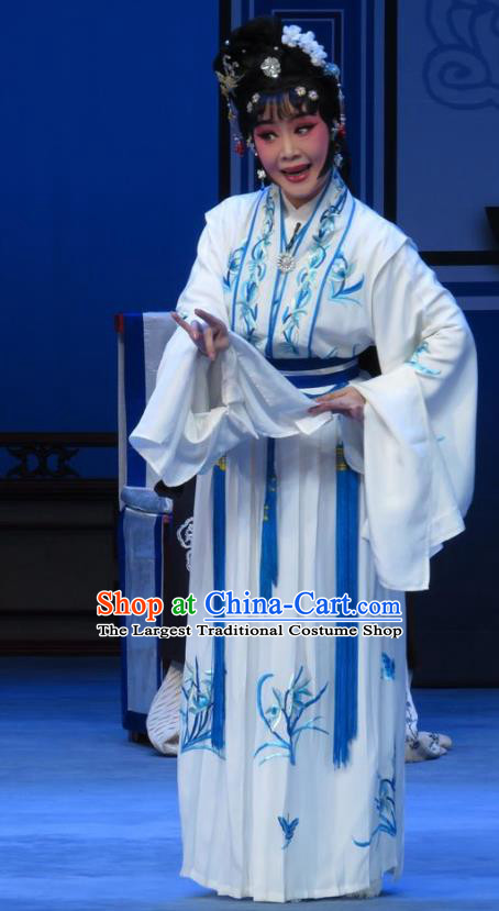 Chinese Ping Opera Widow Ai Yu Costumes Apparels and Headpieces Xue Yu Bing Shuang Traditional Pingju Opera Distress Maiden Dress Garment