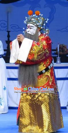 Xue Yu Bing Shuang Chinese Ping Opera Elderly Male Costumes and Headwear Pingju Opera Apparels Treacherous Official Clothing