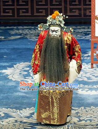 Xue Yu Bing Shuang Chinese Ping Opera Elderly Male Costumes and Headwear Pingju Opera Apparels Treacherous Official Clothing