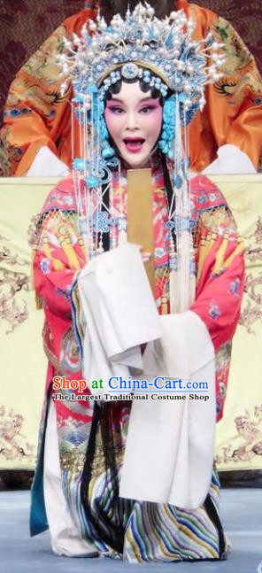 Chinese Ping Opera Actress Embroidered Robe Costumes Apparels and Headdress Qian Kun Belt Shuang Traditional Pingju Opera Princess Yinping Dress Garment