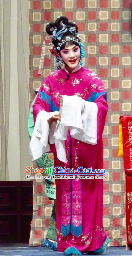 Chinese Ping Opera Rich Lady Costumes Yu He Qiao Apparels and Headpieces Traditional Pingju Opera Actress Dress Patrician Female Ke Baozhu Garment
