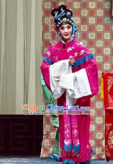 Chinese Ping Opera Rich Lady Costumes Yu He Qiao Apparels and Headpieces Traditional Pingju Opera Actress Dress Patrician Female Ke Baozhu Garment