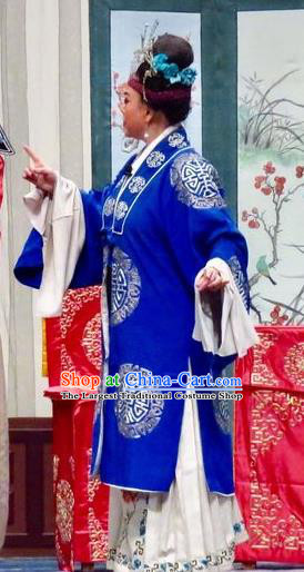 Chinese Ping Opera Elderly Dame Costumes Yu He Qiao Apparels and Headpieces Traditional Pingju Opera Dress Patrician Pantaloon Garment