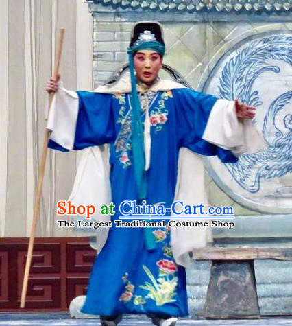 Yu He Qiao Chinese Ping Opera Niche Costumes and Headwear Pingju Opera Young Male Apparels Clothing Scholar Xuan Dengao Embroidered Robe