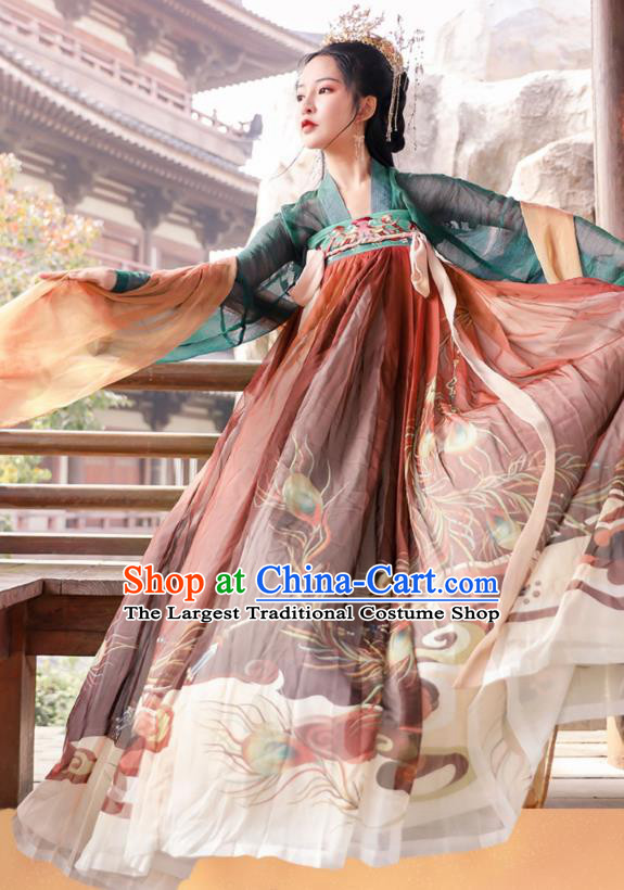 Chinese Traditional Tang Dynasty Noble Princess Hanfu Dress Apparels Ancient Court Lady Historical Costumes Complete Set