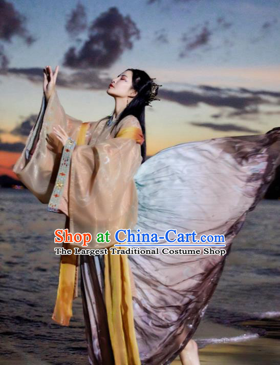 Chinese Ancient Court Lady Noble Princess Hanfu Dress Apparels Traditional Jin Dynasty Historical Costumes Complete Set