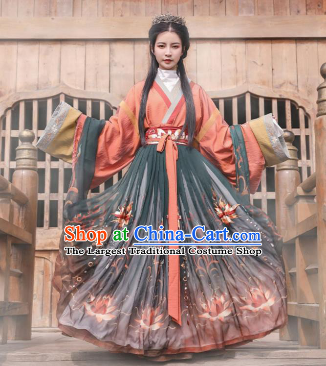 Chinese Ancient Imperial Consort Hanfu Dress Apparels Traditional Jin Dynasty Noble Female Historical Costumes for Women