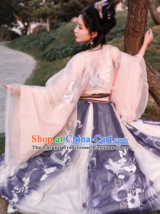 Chinese Traditional Apparels Jin Dynasty Court Infanta Historical Costumes Ancient Palace Princess Embroidered Hanfu Dress for Women