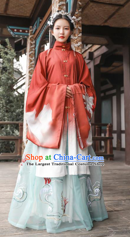 Traditional Chinese Ming Dynasty Royal Princess Hanfu Dress Ancient Noble Lady Apparels Embroidered Historical Costumes