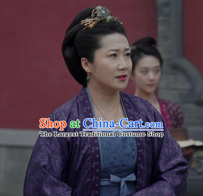 Chinese Ancient Noble Dame Historical Costumes Drama Serenade of Peaceful Joy Song Dynasty Countess Garment and Headpieces