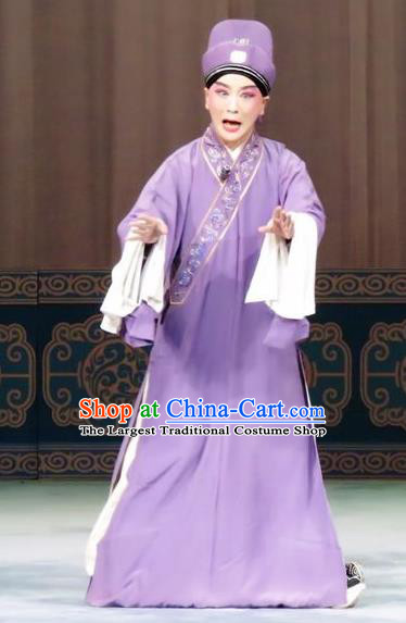The Wrong Red Silk Chinese Ping Opera Scholar Zhang Qiuren Costumes Pingju Opera Young Male Apparels Clothing and Hat