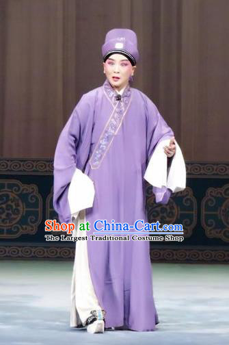 The Wrong Red Silk Chinese Ping Opera Scholar Zhang Qiuren Costumes Pingju Opera Young Male Apparels Clothing and Hat