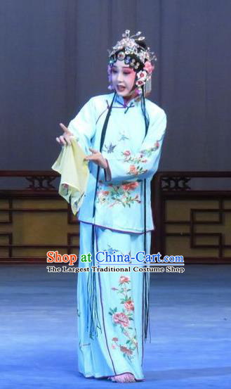 Chinese Ping Opera Hua Tan Flower a Matchmaker Costumes and Headdress Traditional Pingju Opera Diva Dress Garment Actress Zhang Wuke Apparels