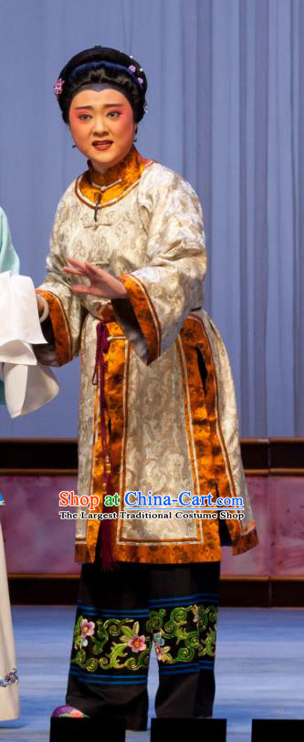 Chinese Ping Opera Elderly Female Fei Jie Apparels Pantaloon Costumes and Headpieces Traditional Pingju Opera Dress Old Dame Garment