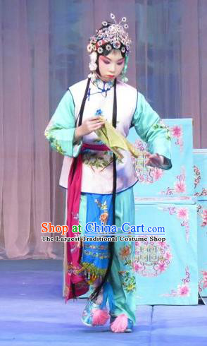 Chinese Ping Opera Xiaodan Flower a Matchmaker Costumes and Headdress Traditional Pingju Opera Dress Servant Girl Garment Apparels