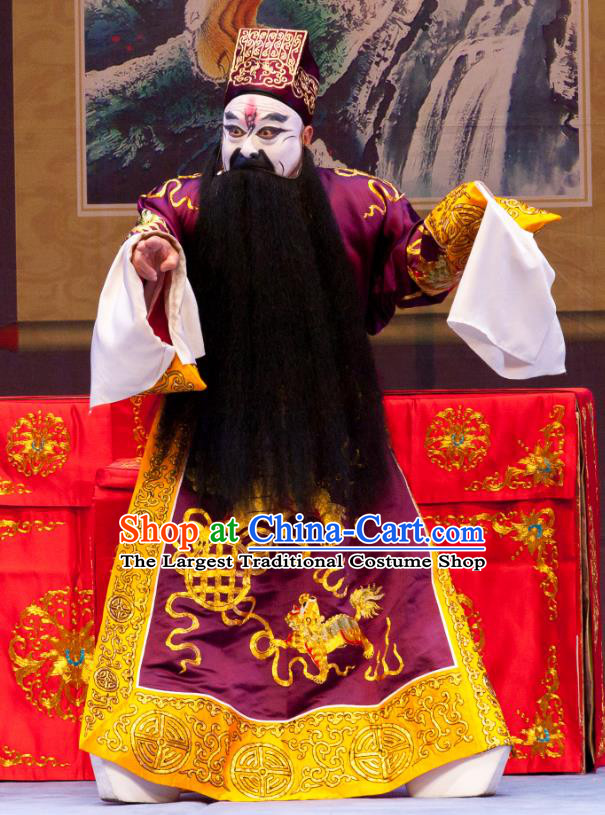 Nao Yan Fu Chinese Ping Opera Laosheng Costumes and Headwear Pingju Opera Elderly Male Chancellor Yan Song Apparels Clothing