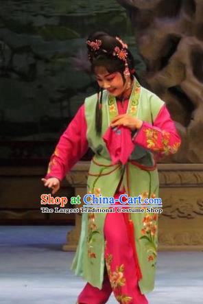 Chinese Ping Opera Xiaodan Apparels Costumes and Headpieces Nao Yan Fu Traditional Pingju Opera Servant Girl Dress Garment