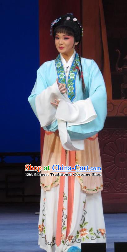 Chinese Ping Opera Young Female Liu Huiniang Apparels Costumes and Headpieces Yuan Yang Pu Traditional Pingju Opera Diva Dress Garment