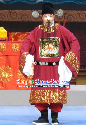 Yuan Yang Pu Chinese Ping Opera Magistrate Costumes and Headwear Pingju Opera Clown Male Apparels Clothing