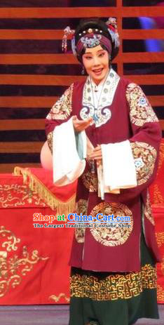 Chinese Ping Opera Elderly Dame Apparels Costumes and Headpieces The Five Female Worshipers Traditional Pingju Opera Old Woman Dress Garment