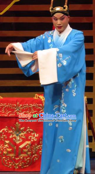 The Five Female Worshipers Chinese Ping Opera Young Male Costumes and Headwear Pingju Opera Xiaosheng Apparels Scholar Zou Yinglong Clothing