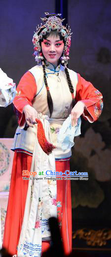 Chinese Ping Opera Young Lady Apparels Costumes and Headpieces Remember Back to the Cup Traditional Pingju Opera Actress White Dress Garment