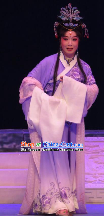 Chinese Ping Opera Goddess Apparels Costumes and Headpieces Legend of Love Traditional Pingju Opera Diva Zhi Nv Dress Garment