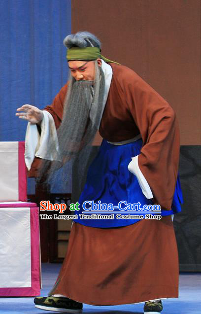 Linjiang Post Chinese Ping Opera Laosheng Costumes and Headwear Pingju Opera Elderly Male Apparels Fisherman Cui Wenyuan Clothing