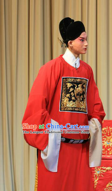Linjiang Post Chinese Ping Opera Number One Scholar Costumes and Headwear Pingju Opera Young Male Apparels Official Clothing