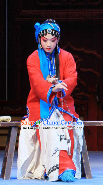 Chinese Ping Opera Tsing Yi Apparels Costumes and Headpieces Linjiang Post Traditional Pingju Opera Female Prisoner Zhang Cuilan Dress Garment