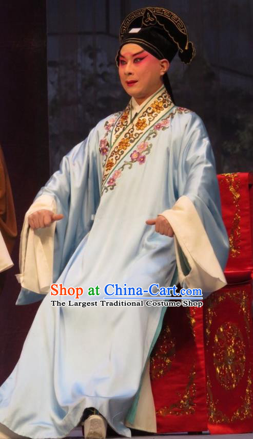 Remember Back to the Cup Chinese Ping Opera Scholar Zhang Tingxiu Costumes and Headwear Pingju Opera Xiaosheng Apparels Young Man Clothing