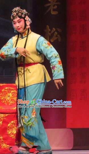 Chinese Ping Opera Female Servant Apparels Costumes and Headpieces Remember Back to the Cup Traditional Pingju Opera Xiaodan Dress Garment